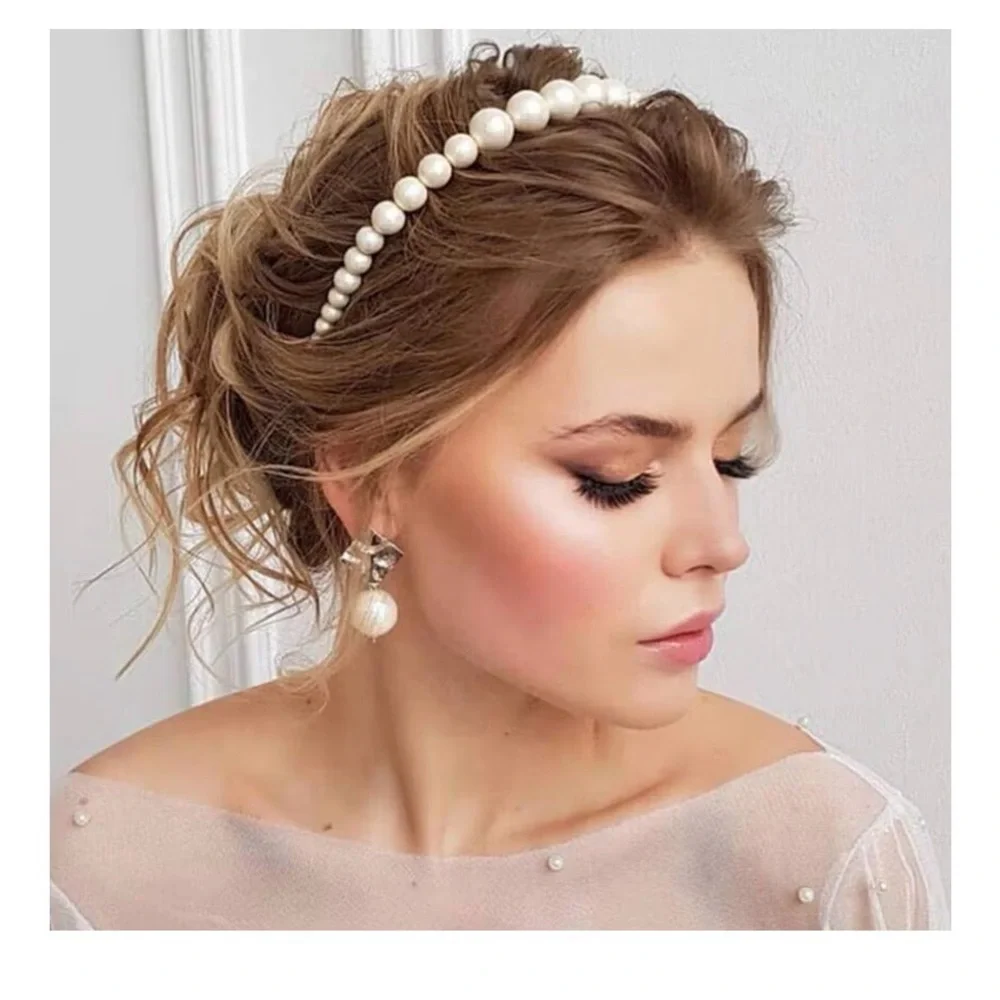 NWT White Pearl Beaded Headband - Elegant Women's Headband